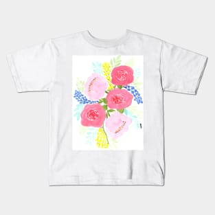 Pink Roses and Peonies Kids T-Shirt